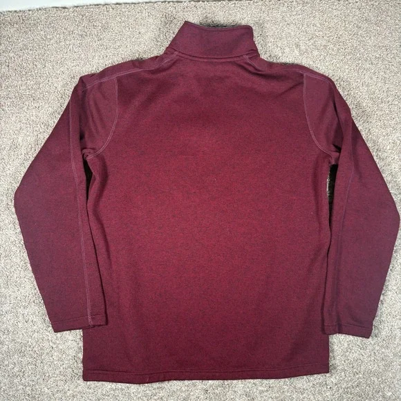 Eddie Bauer Mens TXL Quarter Zip Fleece Pullover Burgundy Marled Sweater Knit - Picture 8 of 9